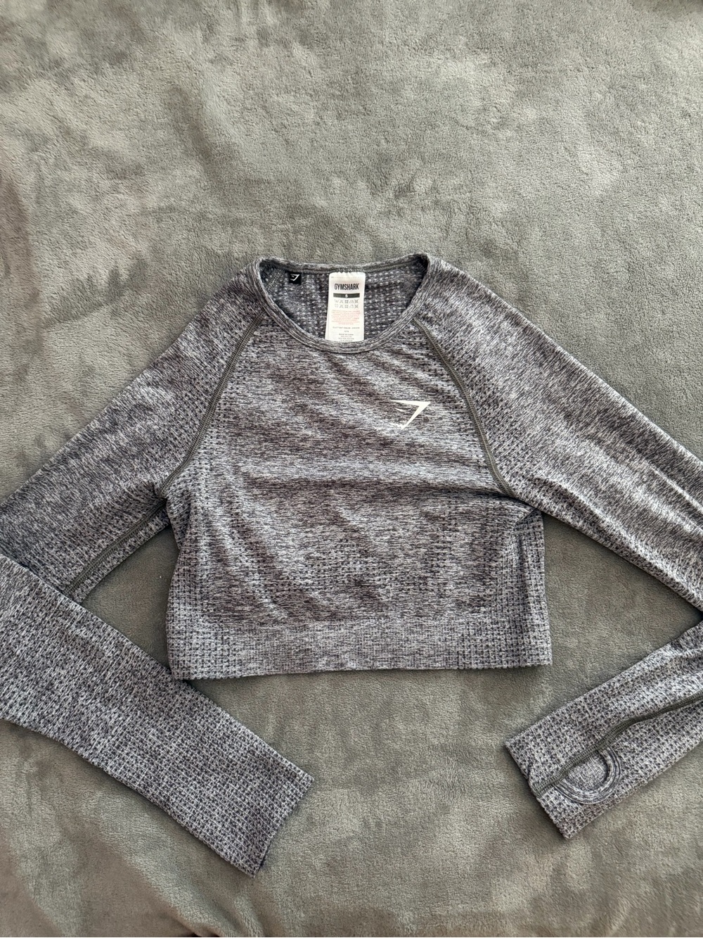 Gymshark Grey Heather Seamless Cropped Long Sleeve Top